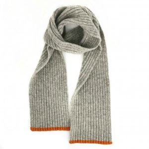 Alpaca Rib Scarf-grey/orange