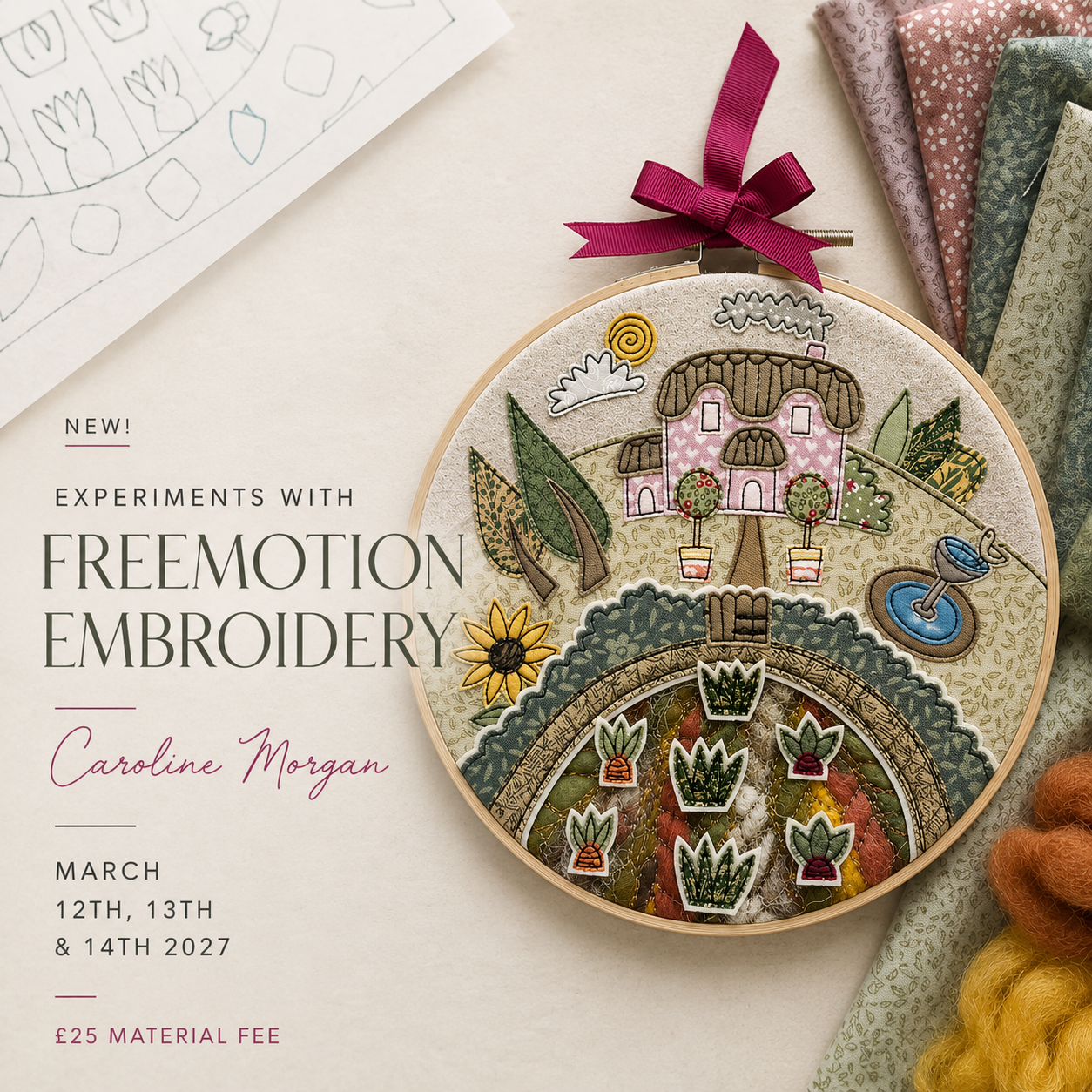 NEW!! 3 Day Embroidery Workshop - March 12th, 13th and 14th 2027