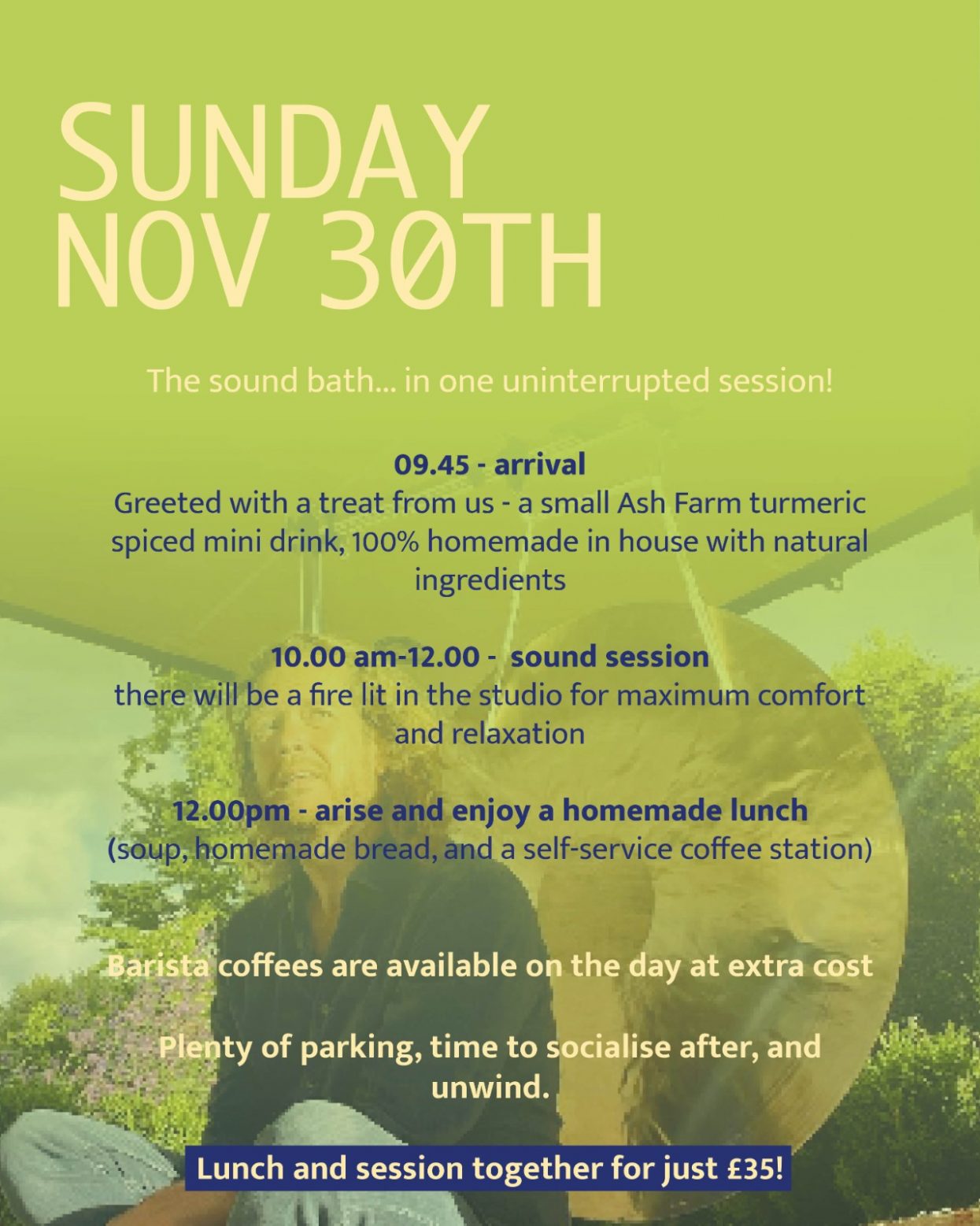 2 HOUR SOUND SESSION AND LUNCH - SUNDAY NOV 30th - Image 2